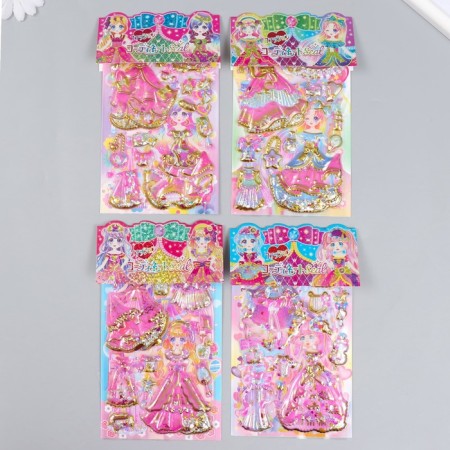 Plastic sticker 2 sheets "Princess outfits" with glitter mix 11x22.5 cm-3