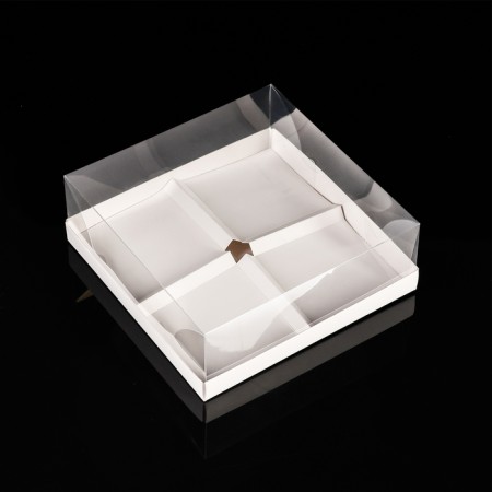 Box for mousse cakes 4 pieces, 17x17x6 white-1