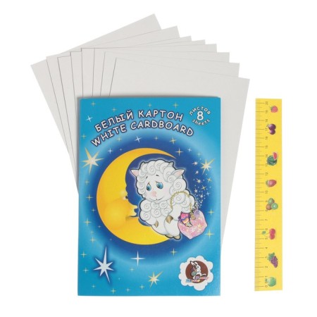 White cardboard A5, 8 sheets of "lamb" non -mercenary, 200g/m²