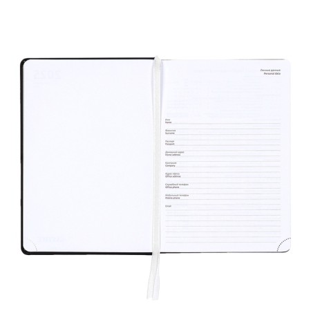 Dated diary 2025, Devente. Flag, A5 168 sheets, Devente. Duo, a hard cover to leatherette with foam rubber, silkography, perforation, liesse, block 70 g/m2-5