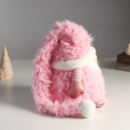 Interior light doll "Santa Claus in a pink fur coat and long cap" 20x20x25 cm-2