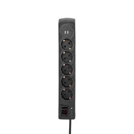 Network filter 5 nests, 3m, 3x1.5mm², with auto -wiring, 2 USB, black Kranz-1