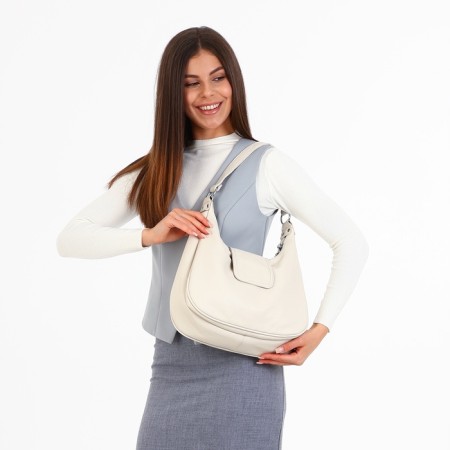 Lurch bag with lightning, external pocket, long belt, beige color-8