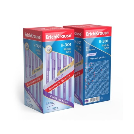 Ballic handle Erichkrause R-301 Violet Stick & Grip, Node 0.7 mm, ink light purple, rubber emphasis, letter line 2000 meters-2
