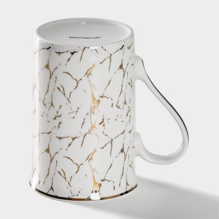 Gold porcelain mug, 300 ml, white color-2