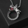 Unisex "Dragon" with bead, red color in black silver, 60 cm