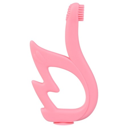 Silicone teether "swan", pink color, crush me-1