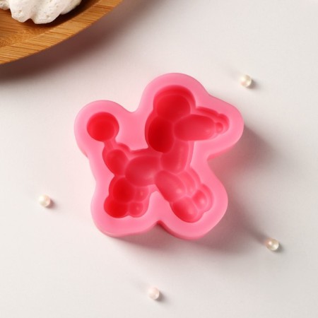 Mold "inflatable poodle", silicone, 7 × 6.8 × 2 cm, pink color-1