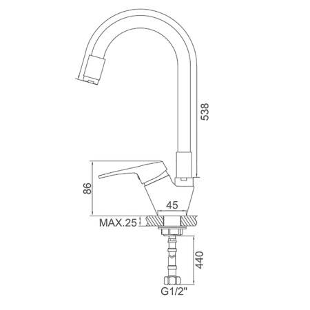 ACCOONA A4819N kitchen mixer, single -leaf, silicone spout, brass, red/chrome-3