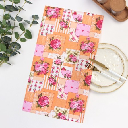Towel 35x60 cm, patchwork, orange, waffle, 120 g/m2, cotton 100%