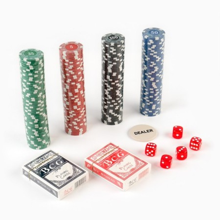 Poker in a metal case (2 decks, chips 200 pcs C/denomination, 5 cubes), 20.5 x 29 cm-2