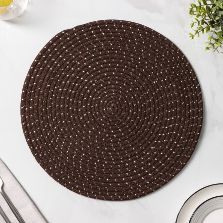 Serving napkin on the table “Shine”, d = 38 cm, brown color-1