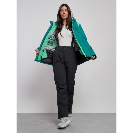 Ski costume female winter, size 44, dark green color-12
