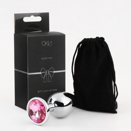 Anal traffic jams, silver, pink crystal, d = 40 mm-3