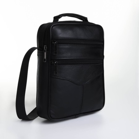 Male bag on lightning, long belt, black color