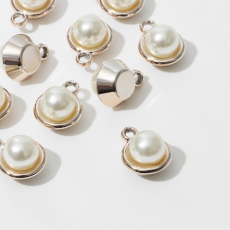 Pearl-suspension “Pearl” ball 2.1 × 1.6 × 1.5 cm, (set10 pcs.), White color in gold-1