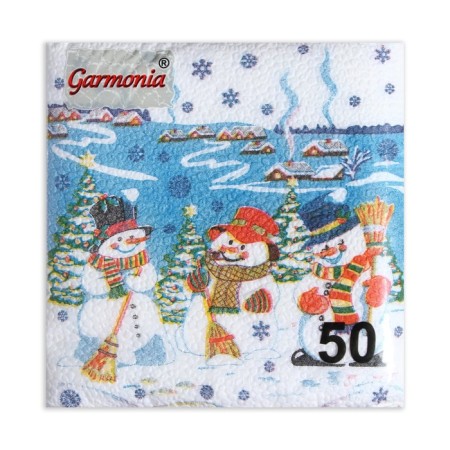 New Year's napkins paper "Harmony of color multicolor. Snowmen", 24*24 cm, 50 sheets-1