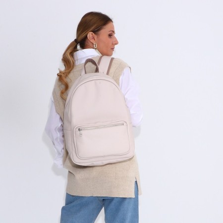 Women's backpack of artificial leather on the zipper Textura, beige color-6