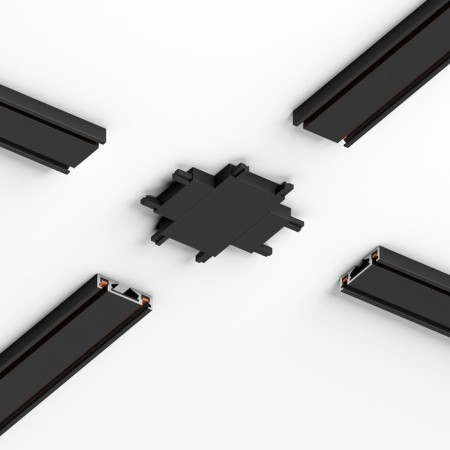 Four -sided connector for the Elektrostandard, Flat Magnetic overhead busbar, 6x26x26 mm, black color black-3