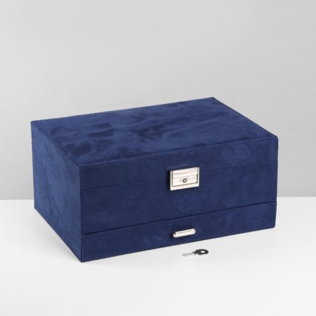 Steam for jewelry "Casket" 2-level, phlock, 24.5 × 17 × 12 cm, blue color-2