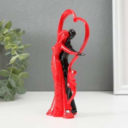 Polystone souvenir "Dancing couple near the heart with rhinestones" Red-black 17x7x4.7 cm-1