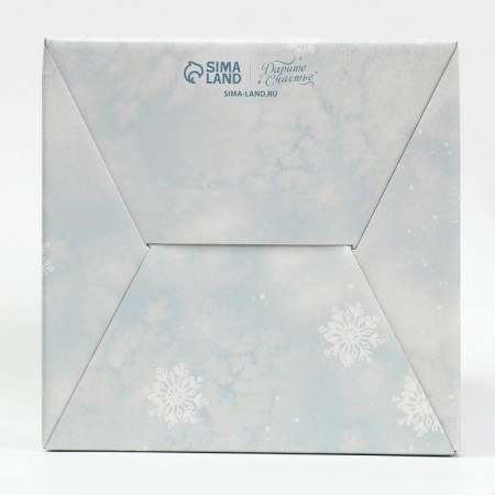 Confectionery box with a window, a chest, “Winter watercolor” 20 x 20 x 20 cm, New Year-7