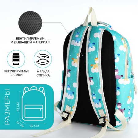Set of a youth backpack from textiles, a choper bag, turquoise color-8