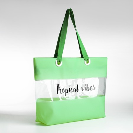 Bag Women's Beach Tropical Vibes, 50x35x11 cm, green color-2