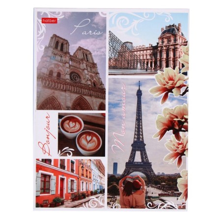 A notebook on 4 rings A5, 120 sheets of the Paris cell, a hard cover, glossy lamination