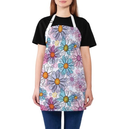 Apron kitchen with a photo print "Flower patterns", adjustable, size OS