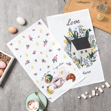 A set of kitchen towels "LOVE" 2 pcs, 28x46 cm, horn, 100% cotton, 160g/m2