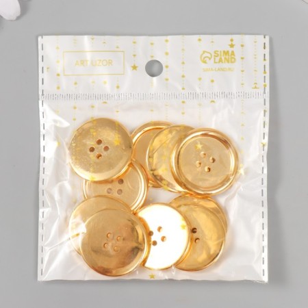 Buttons plastic 4 punctures "gold" 3x3 cm set 10 pcs-3