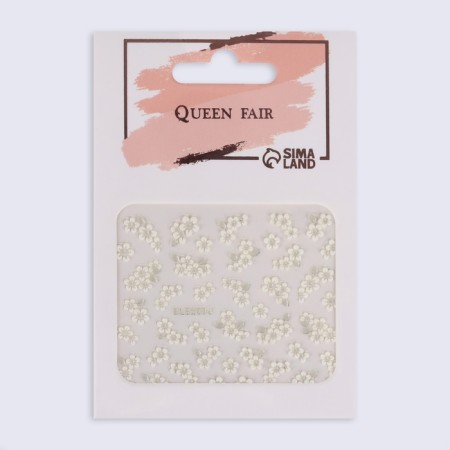 Nail stickers "Flowers", voluminous, packing 6 pcs, white/silver color-4