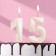 Candle in the cake jubilee "line" (set 2 in 1), number 15 /51, pearl, 6.5 cm