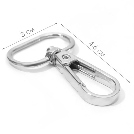 Metal carbine, 46 × 30 mm / 25 × 2.5 mm, 5 pcs, silver color-1