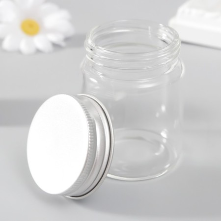Decor for creativity Glass "Jars with a lid" silver 4.7x4.7x6 cm-1