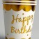 A glass of paper "Happy Birthday", in a set 6 pcs, color gold