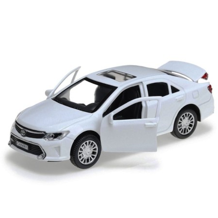 Metal machine Toyota Camry, 12 cm, doors open, inertial, white color-3
