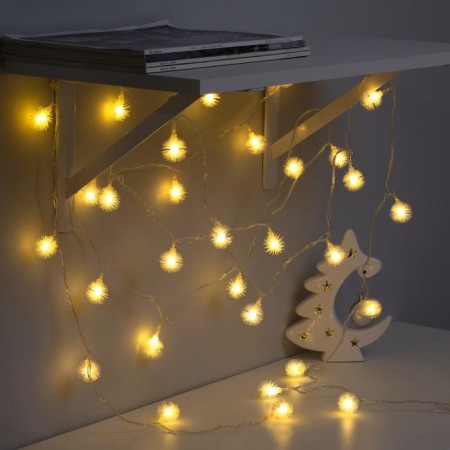 Garland “thread” 5 m with nozzles “white hedgehogs”, ip20, transparent thread, 30 LED, glow warm white, 8 modes, 220 V-2
