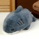 Soft toy "Cat" in a shark costume, 25 cm, gray color