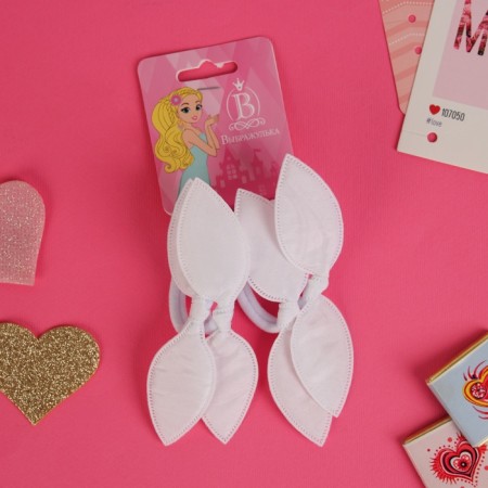 Hair gum "Funny ears" (set 4 pcs) 4 cm, white