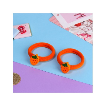 Hair gum "Summer mood", set 2 pcs., Strawberry, 3.5 cm, orange-1