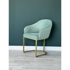 SHELL chair, 56 × 63 × 83 cm, Aquamarine color, gold frame