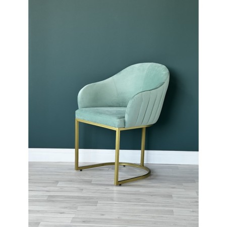 SHELL chair, 56 × 63 × 83 cm, Aquamarine color, gold frame