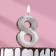 Candle in the Cake "Fine", number "8", silver metallic, 6.5 cm