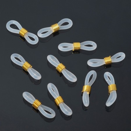 Gum for chains/laces for glasses (set 10 pcs.), The color is transparent in gold