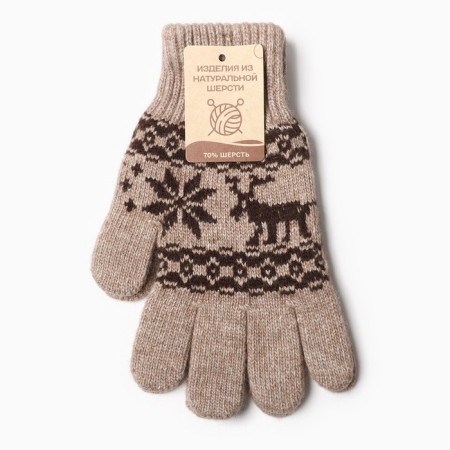 Single -layer woolen gloves, beige color, size m-3