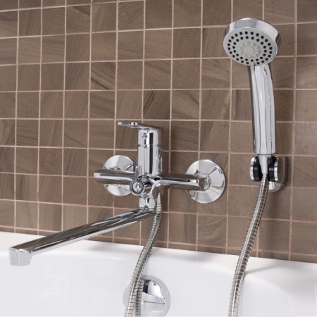 Bath mixer "RMS" SL134-006E, pour 350 mm, shower set, brass, chrome-1
