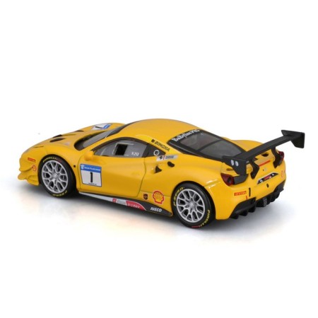 Racing machine BBURAGO Ferrari 488 Challenge 2017, Die-Cast, 1:43, yellow color-6
