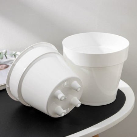 Kashpo for flowers with an insert "Porto", 1 l, white color-2